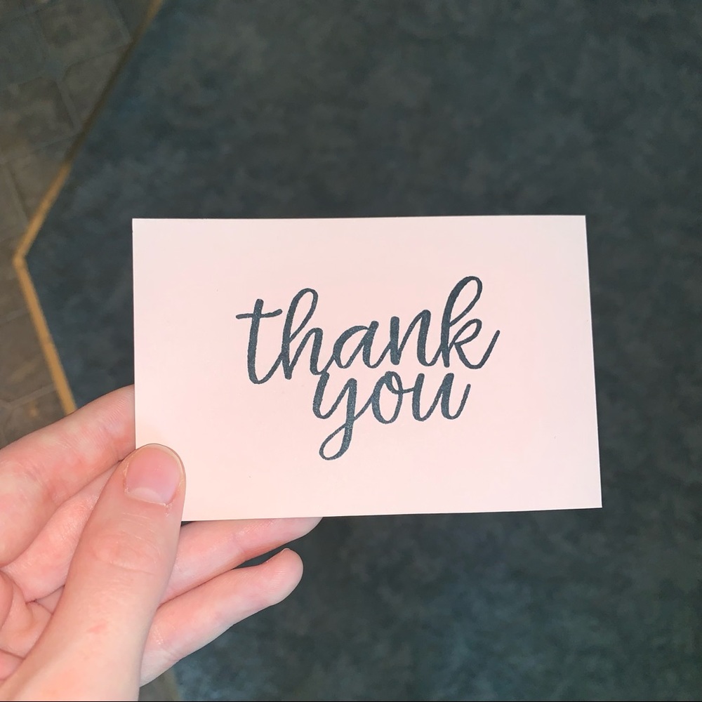 💕NEW! 20 Simple Pink Hand Stamped Thank You Cards - Picture 7 of 13